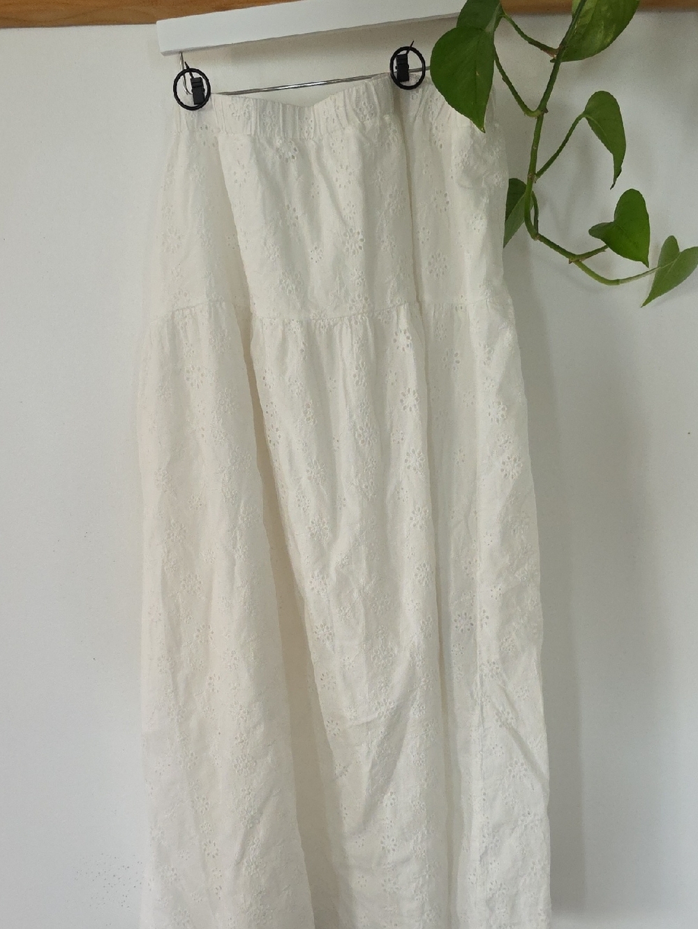 Celebrity Pink White Eyelet Tiered Maxi Skirt